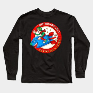 Retro cartoon Pilot launched with a shark-shaped nuclear bomb Long Sleeve T-Shirt